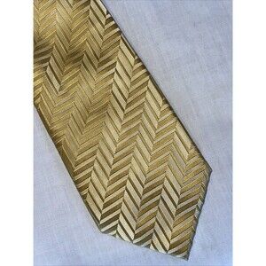 Henry Jacobson Men’s Dress Tie Size 58” Gold Yellow Silk Business Formal Wedding